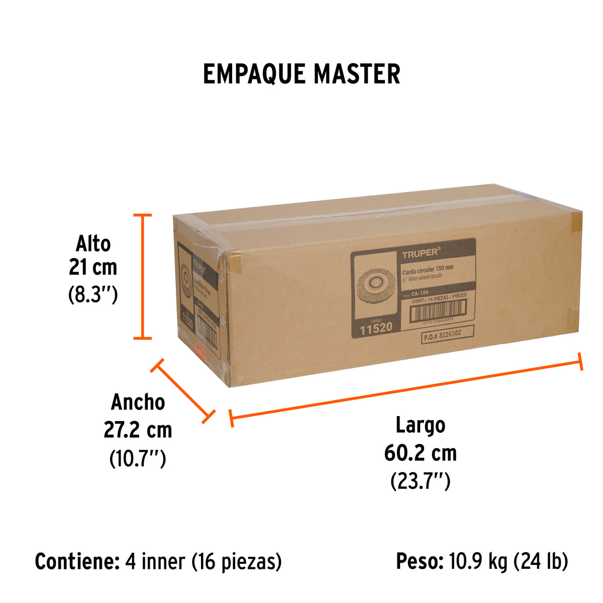 Carda alambre ondulado 6' x 3/4' para esmeril, Truper