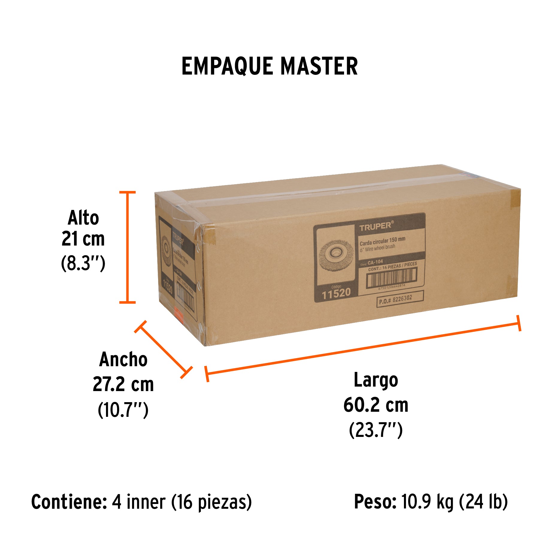 Carda alambre ondulado 6' x 3/4' para esmeril, Truper