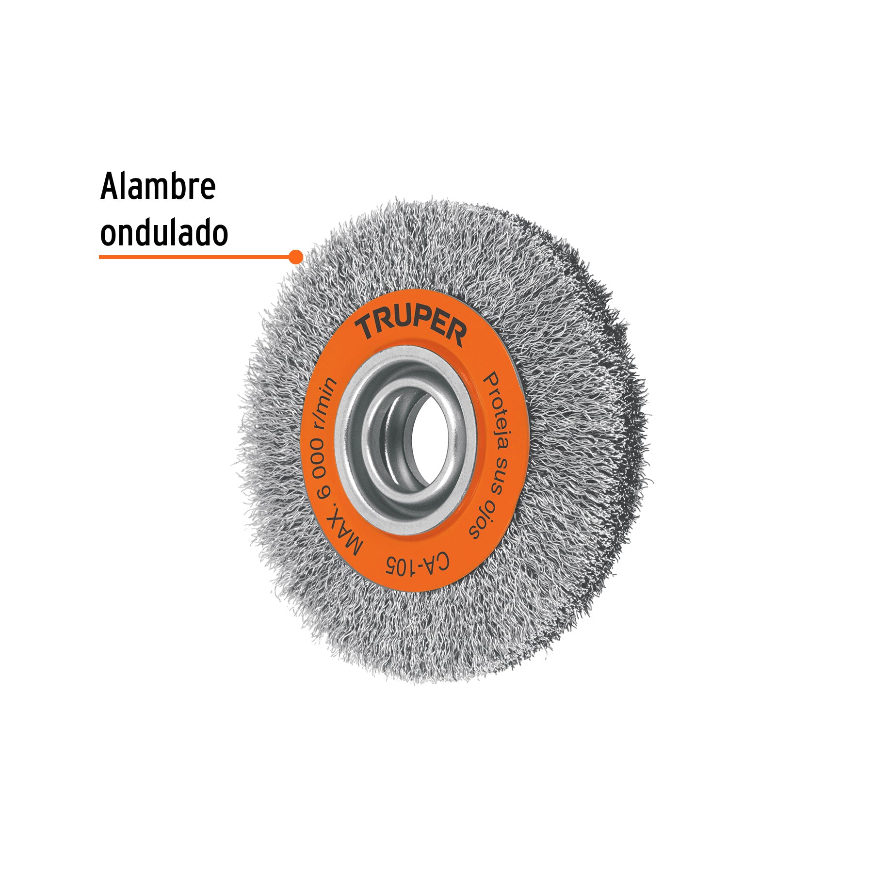 Carda alambre ondulado 6' x 13/16' para esmeril, Truper