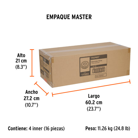 Carda alambre ondulado 6' x 13/16' para esmeril, Truper