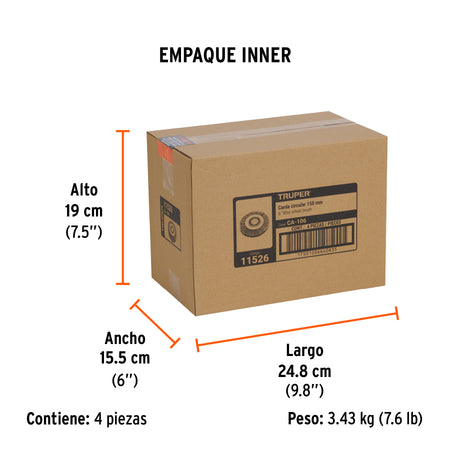 Carda alambre ondulado 6' x 1-1/8' para esmeril, Truper