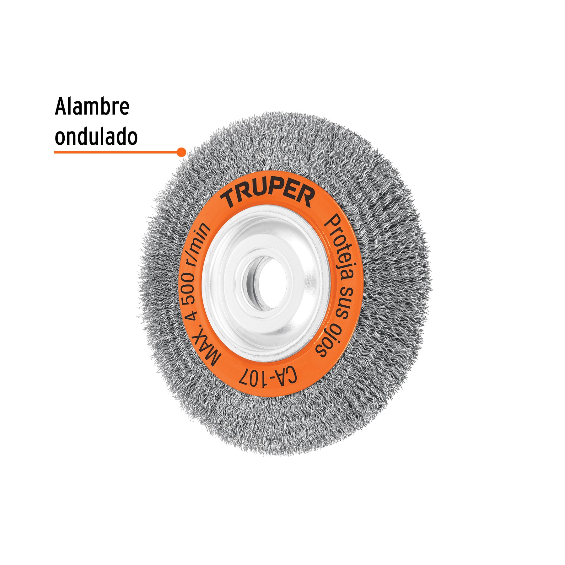 Carda alambre ondulado 8' x 3/4' para esmeril, Truper