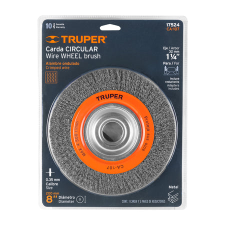 Carda alambre ondulado 8' x 3/4' para esmeril, Truper