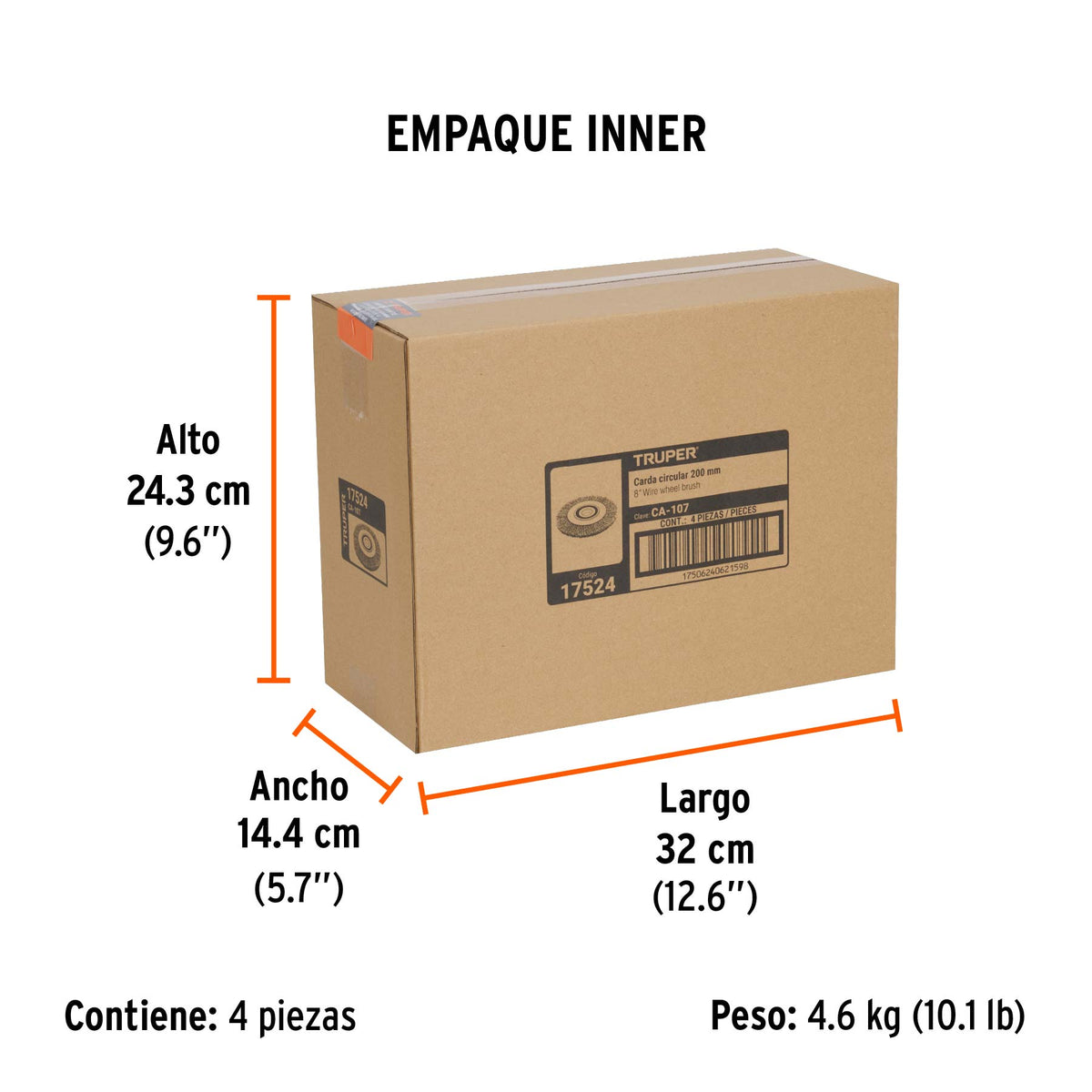 Carda alambre ondulado 8' x 3/4' para esmeril, Truper