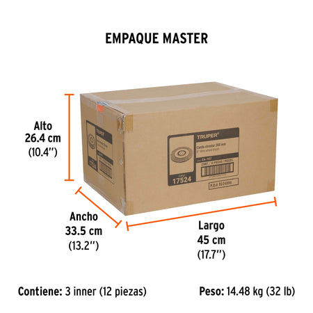 Carda alambre ondulado 8' x 3/4' para esmeril, Truper