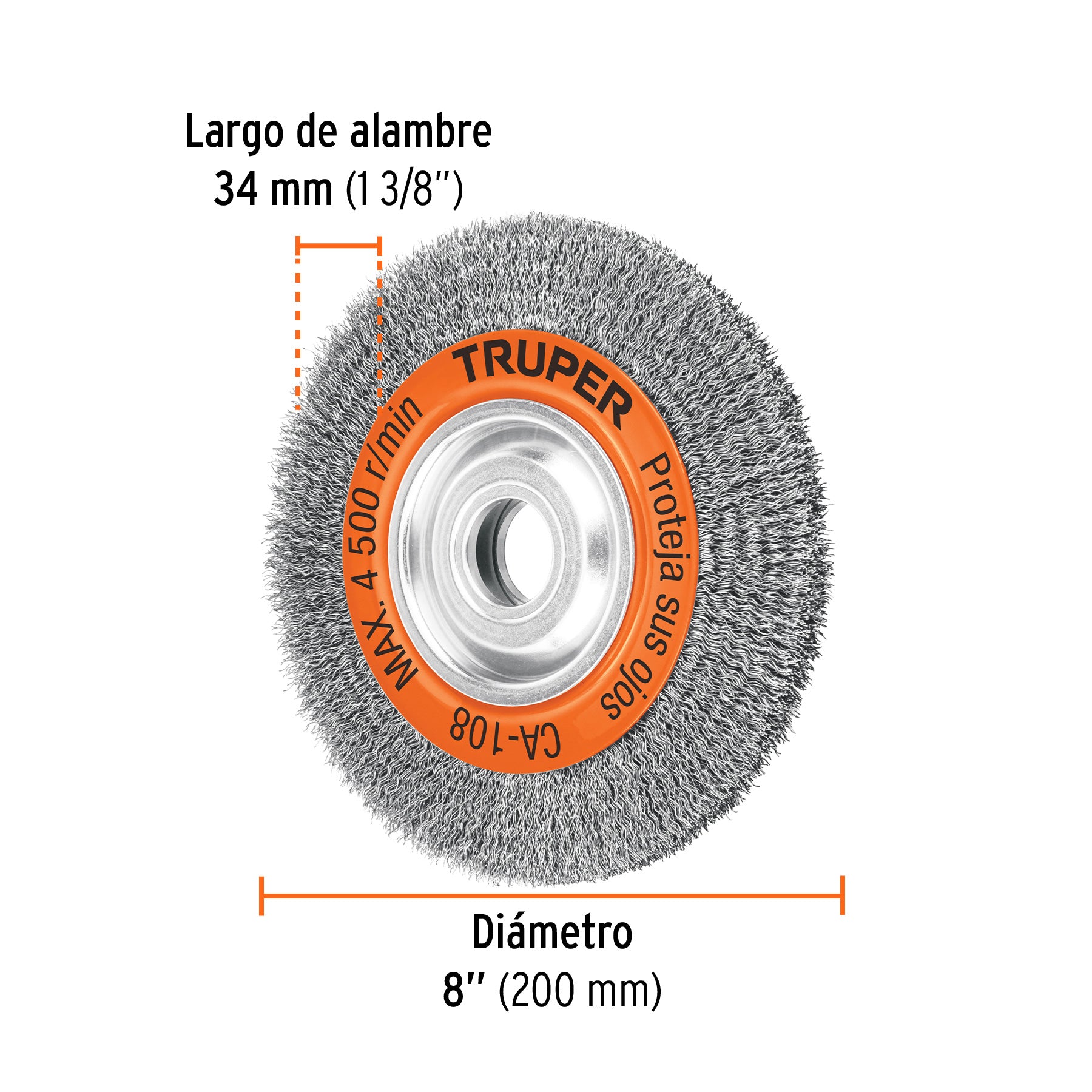 Carda alambre ondulado 8' x 7/8' para esmeril, Truper