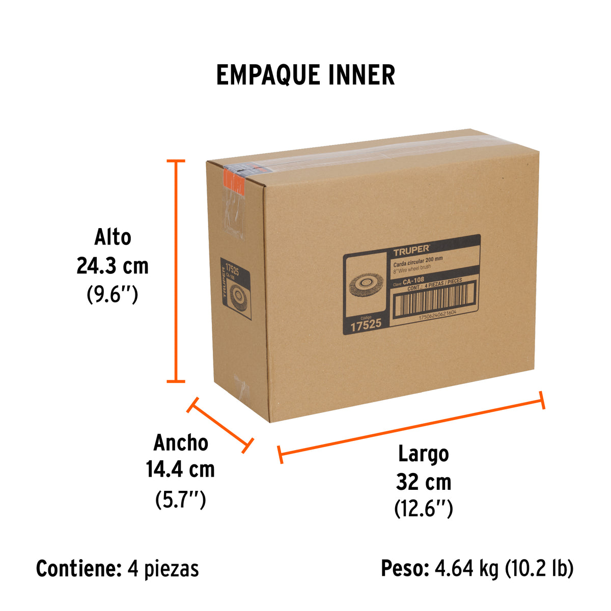 Carda alambre ondulado 8' x 7/8' para esmeril, Truper