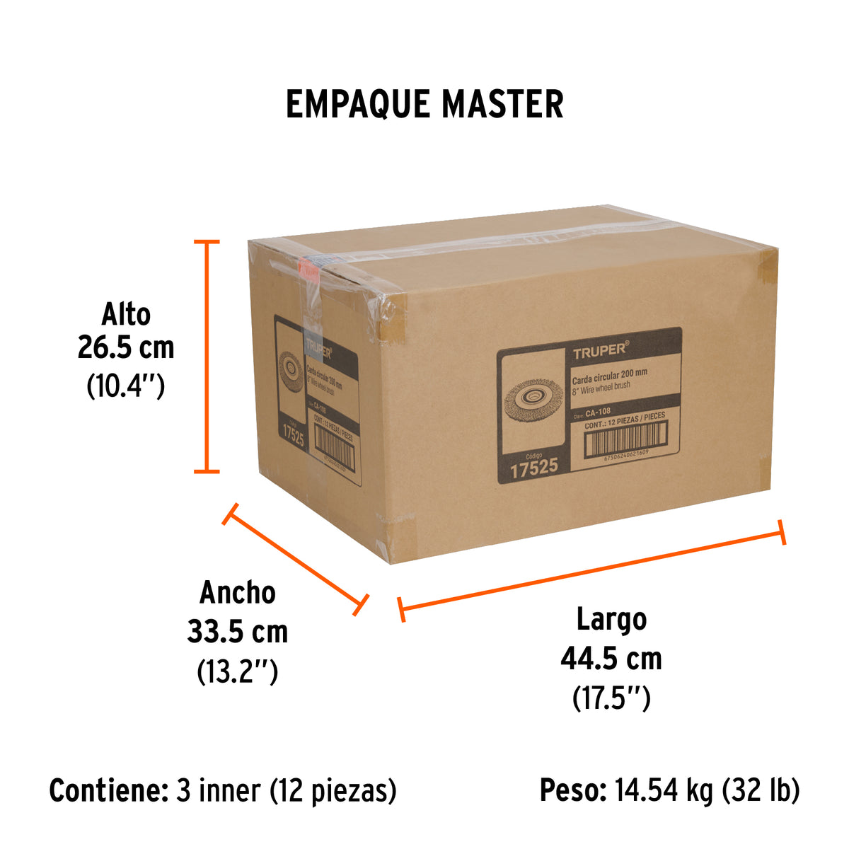 Carda alambre ondulado 8' x 7/8' para esmeril, Truper