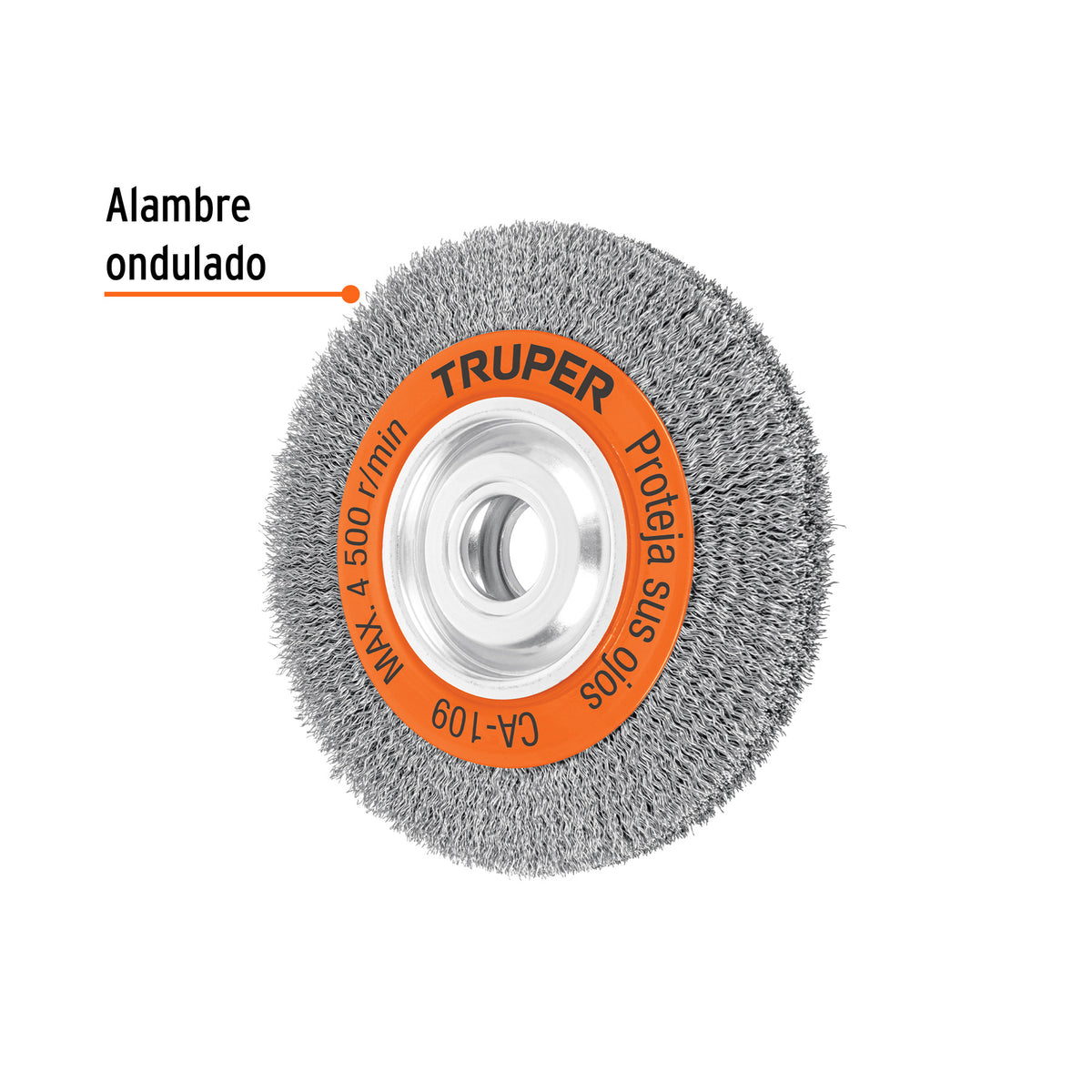 Carda alambre ondulado 8' x 1' para esmeril, Truper