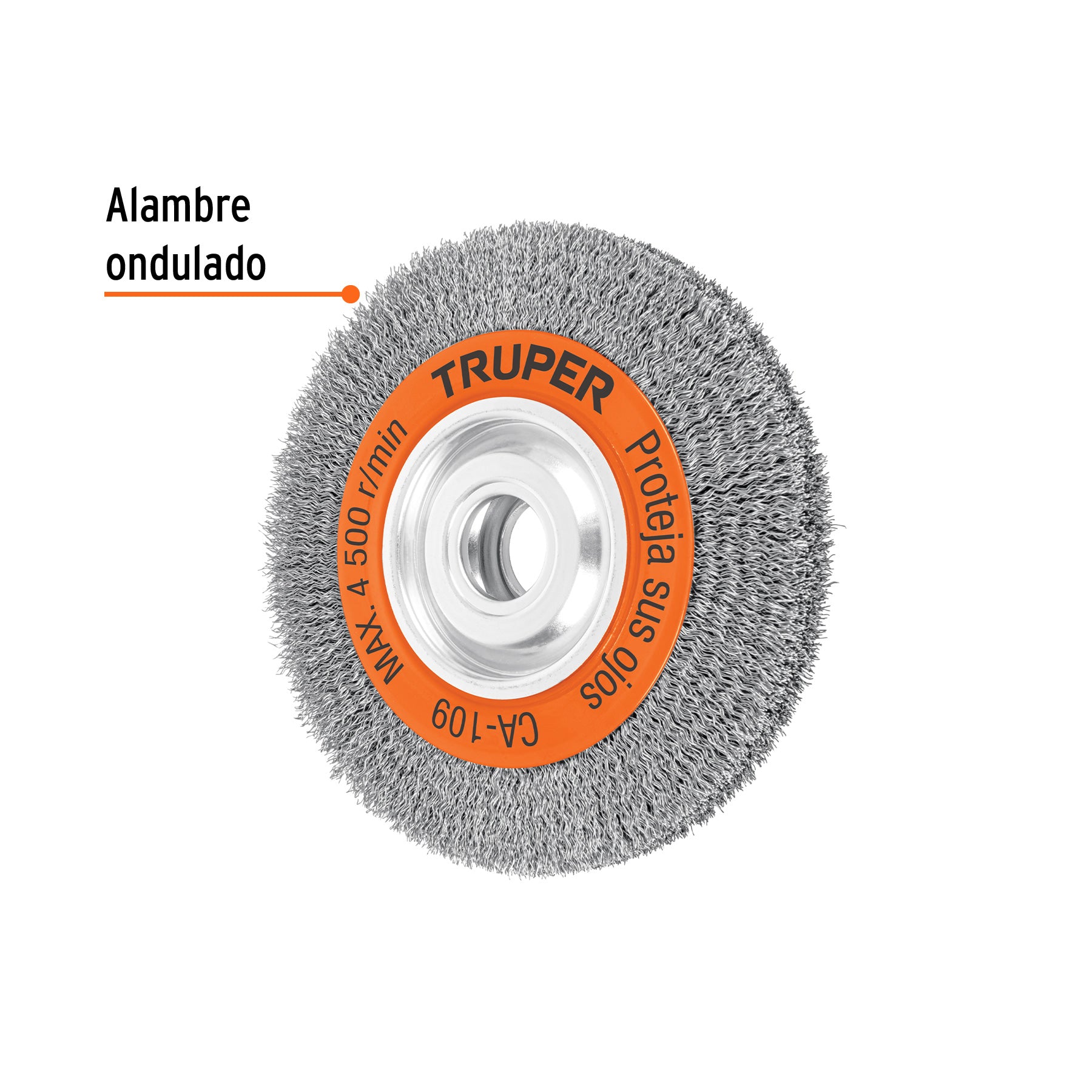 Carda alambre ondulado 8' x 1' para esmeril, Truper