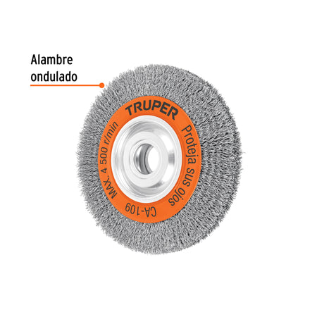 Carda alambre ondulado 8' x 1' para esmeril, Truper