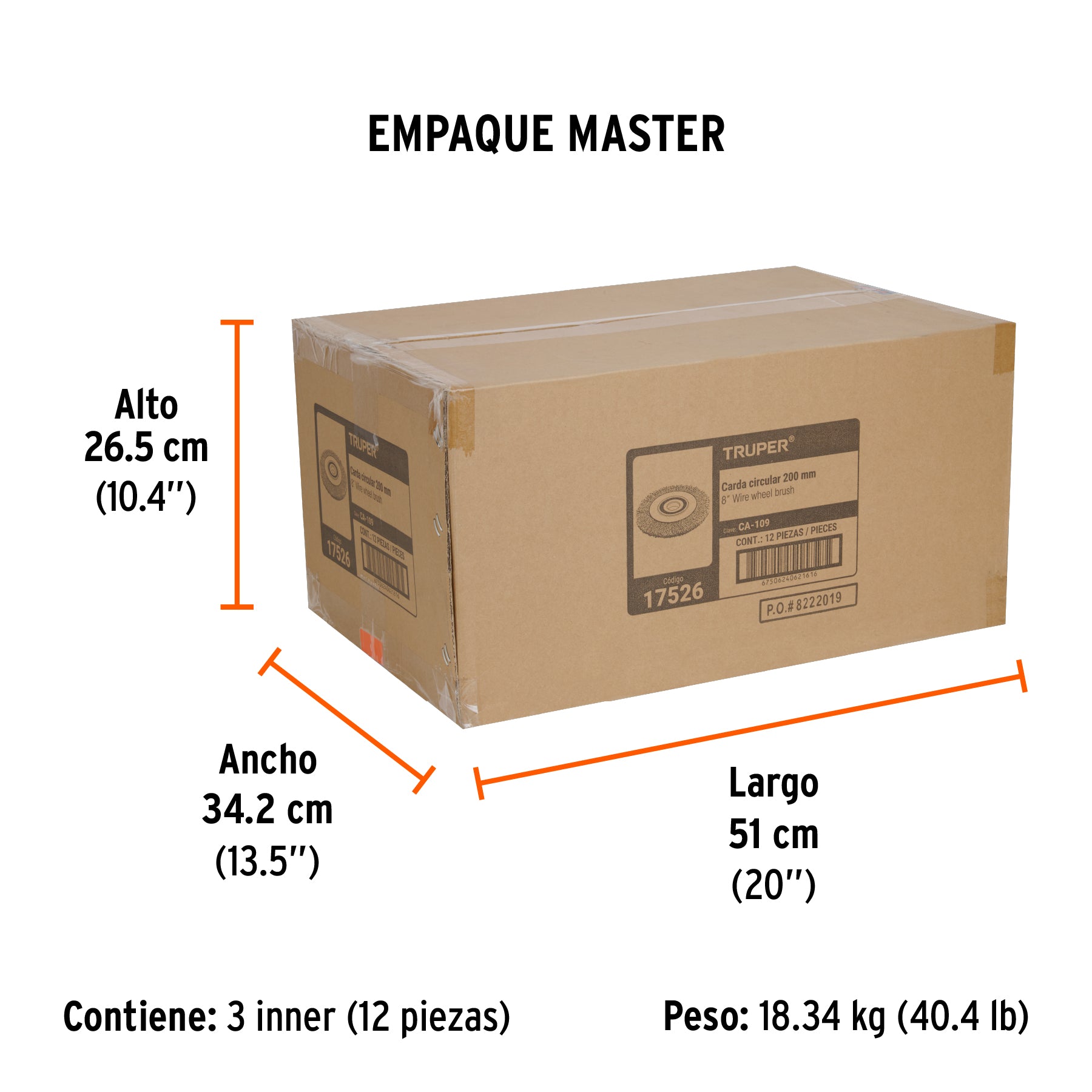 Carda alambre ondulado 8' x 1' para esmeril, Truper