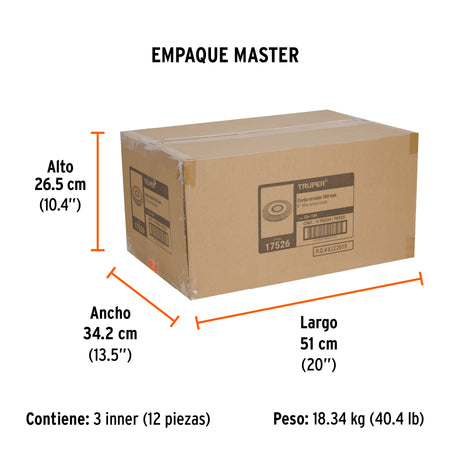 Carda alambre ondulado 8' x 1' para esmeril, Truper