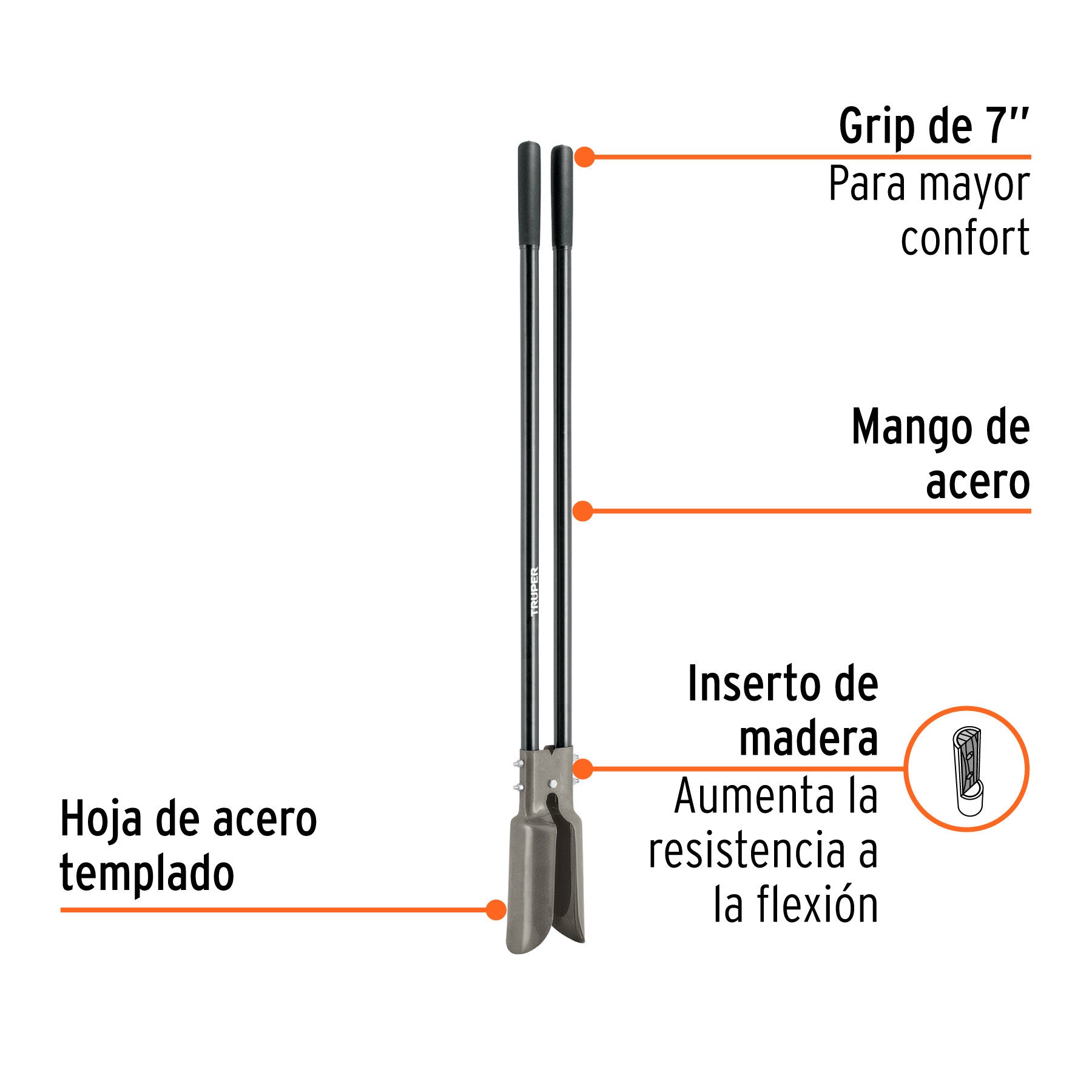 Cavador mangos de acero 45', Truper