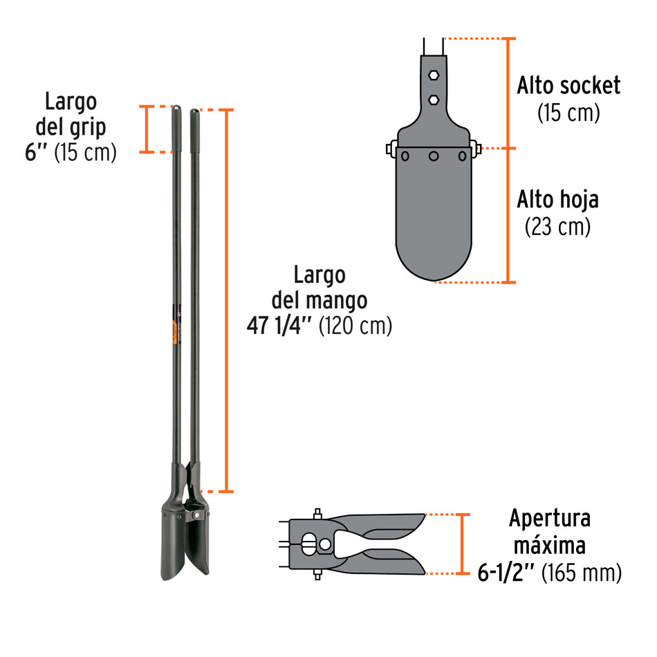 Cavador mangos de acero 47', Truper Expert