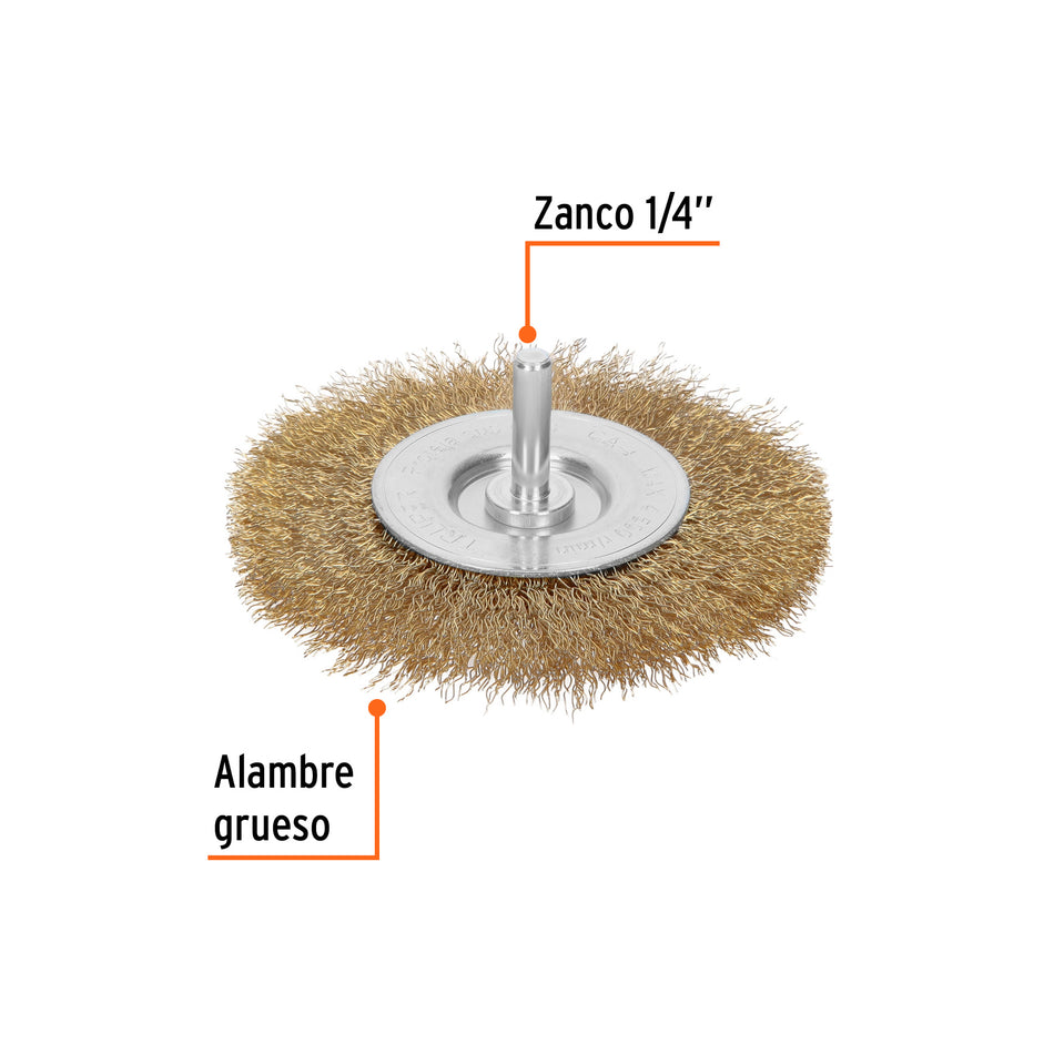 Carda circular alambre grueso para taladro Truper 4"
