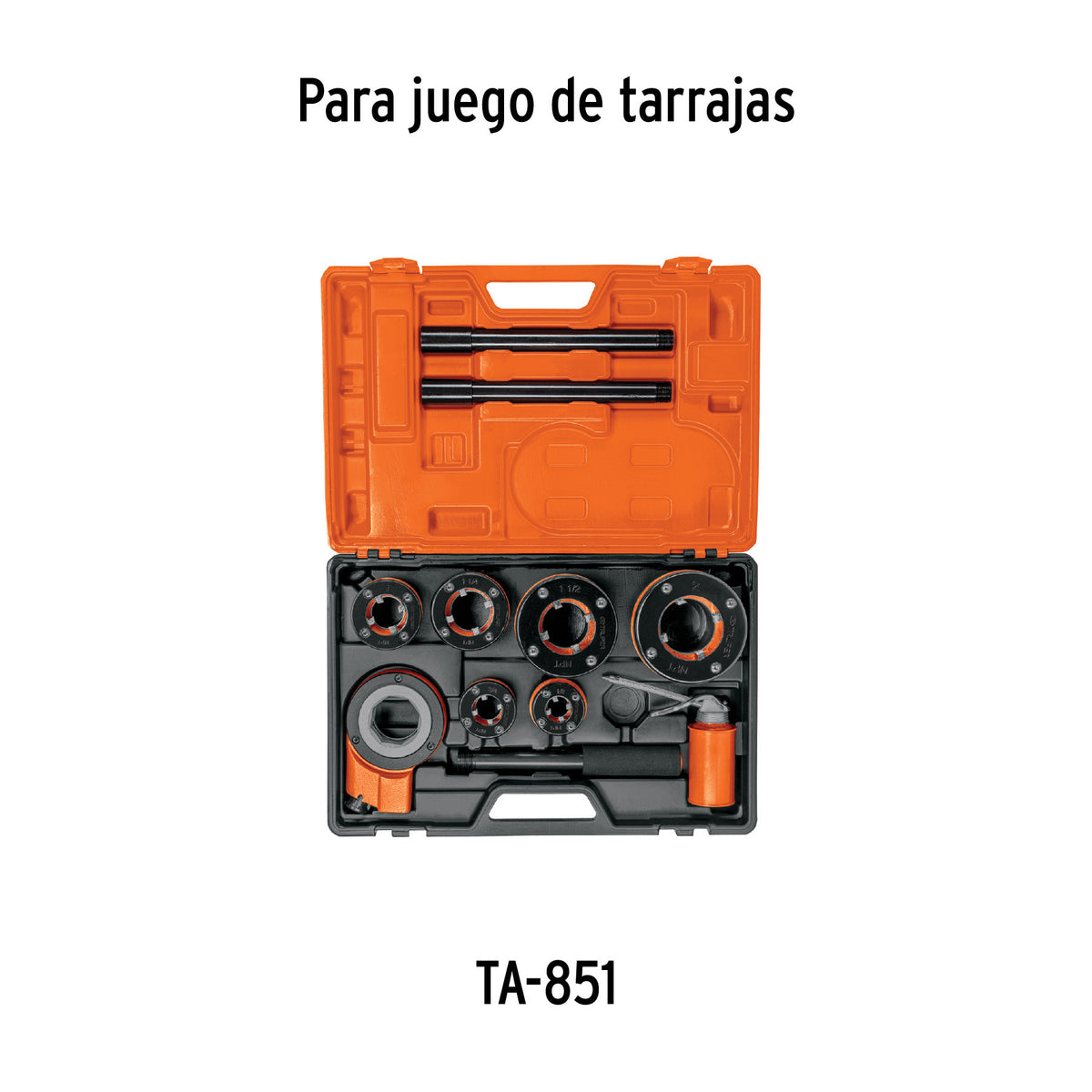 Juego de 9 tarrajas para tubo de 1/2" a 2" Truper