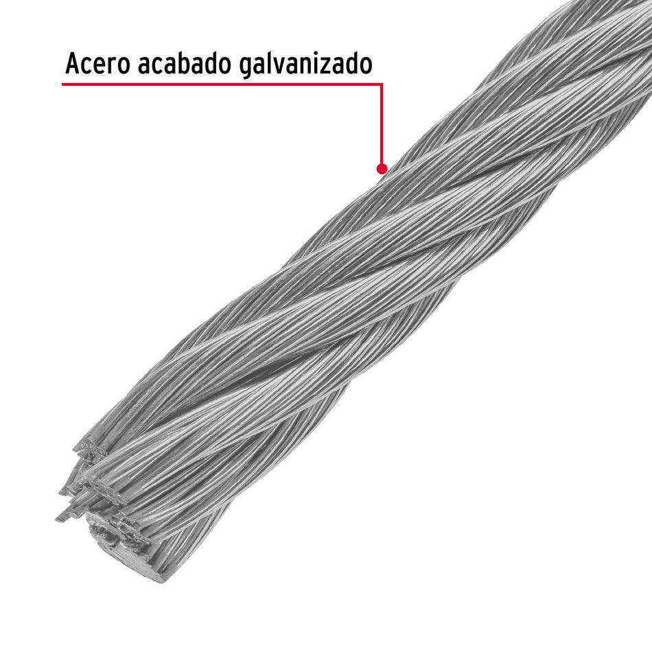 Metro de cable flexible 1/2' de acero 7x19 hilos, 75 m 1/2', 75 m