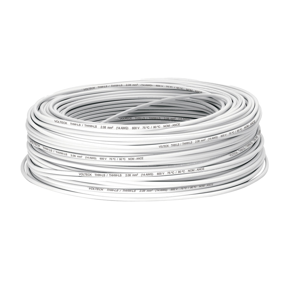 Rollo de 100 m de cable THHW-LS 14 AWG blanco, Volteck