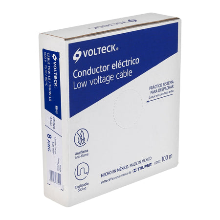 Rollo de 100 m de cable THHW-LS 8 AWG blanco, Volteck