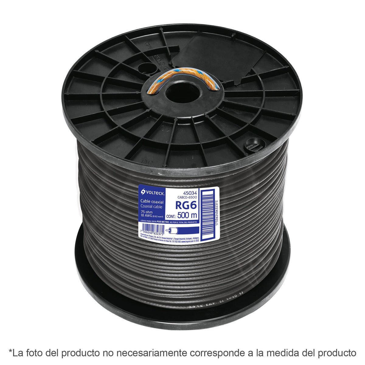 Metro de cable coaxial RG6 en carrete de 305 m, Volteck 305 m