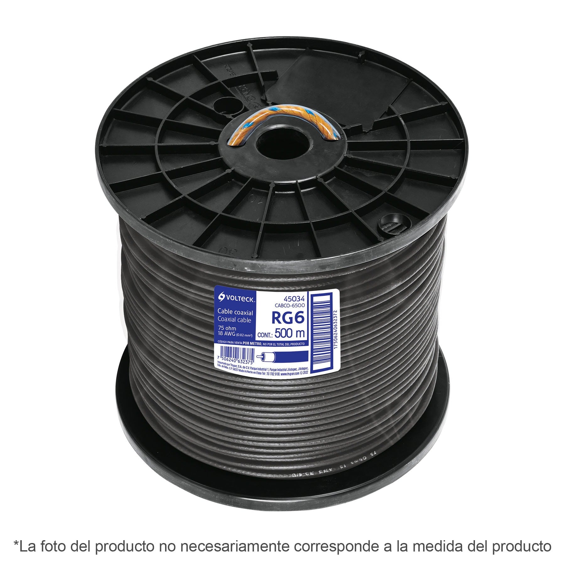 Metro de cable coaxial RG6 en carrete de 305 m, Volteck 305 m