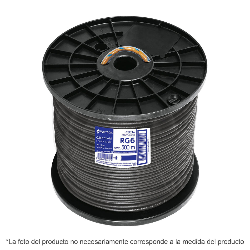 Metro de cable coaxial RG6 en carrete de 305 m, Volteck 305 m