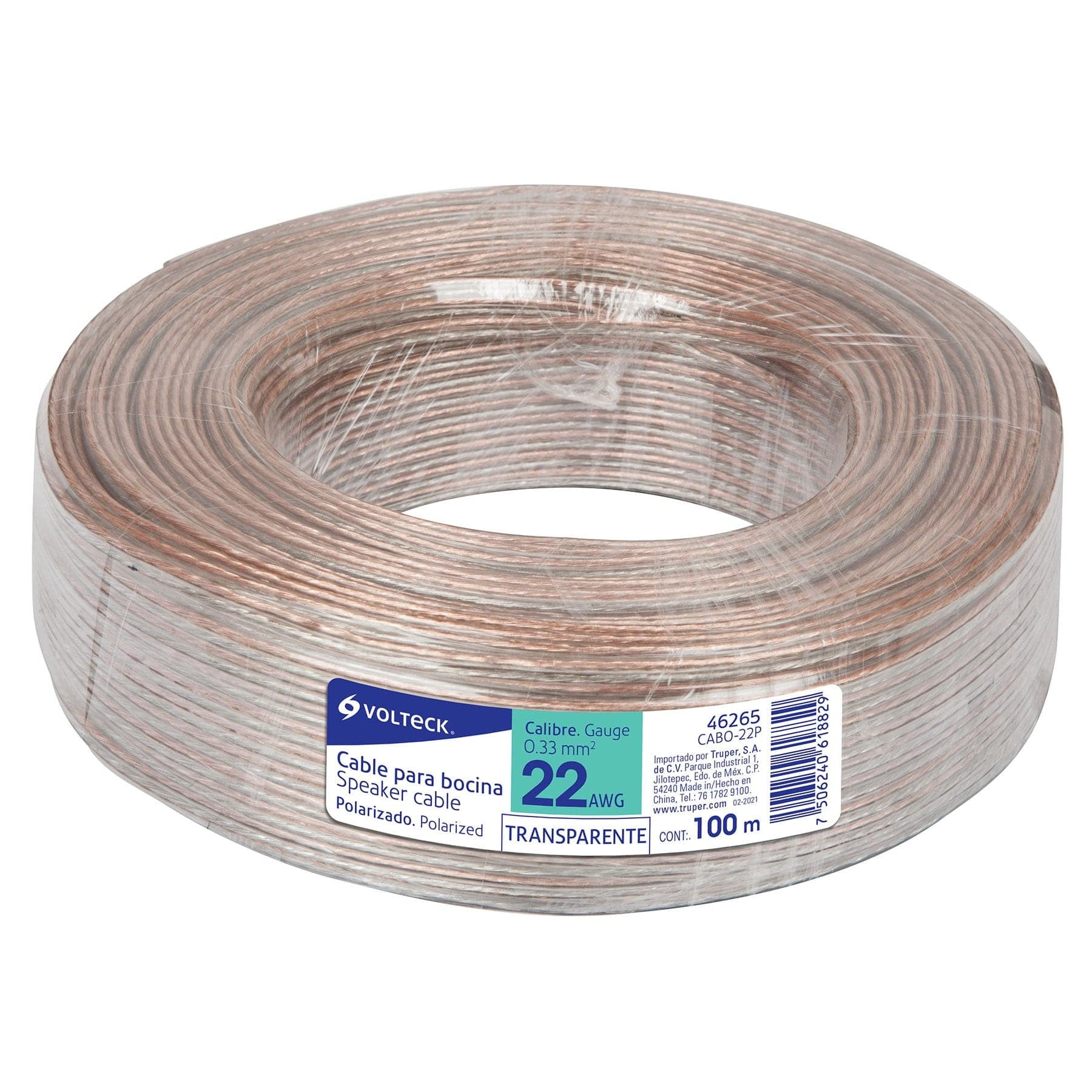 Rollo de cable polarizado p/bocina 22 AWG
