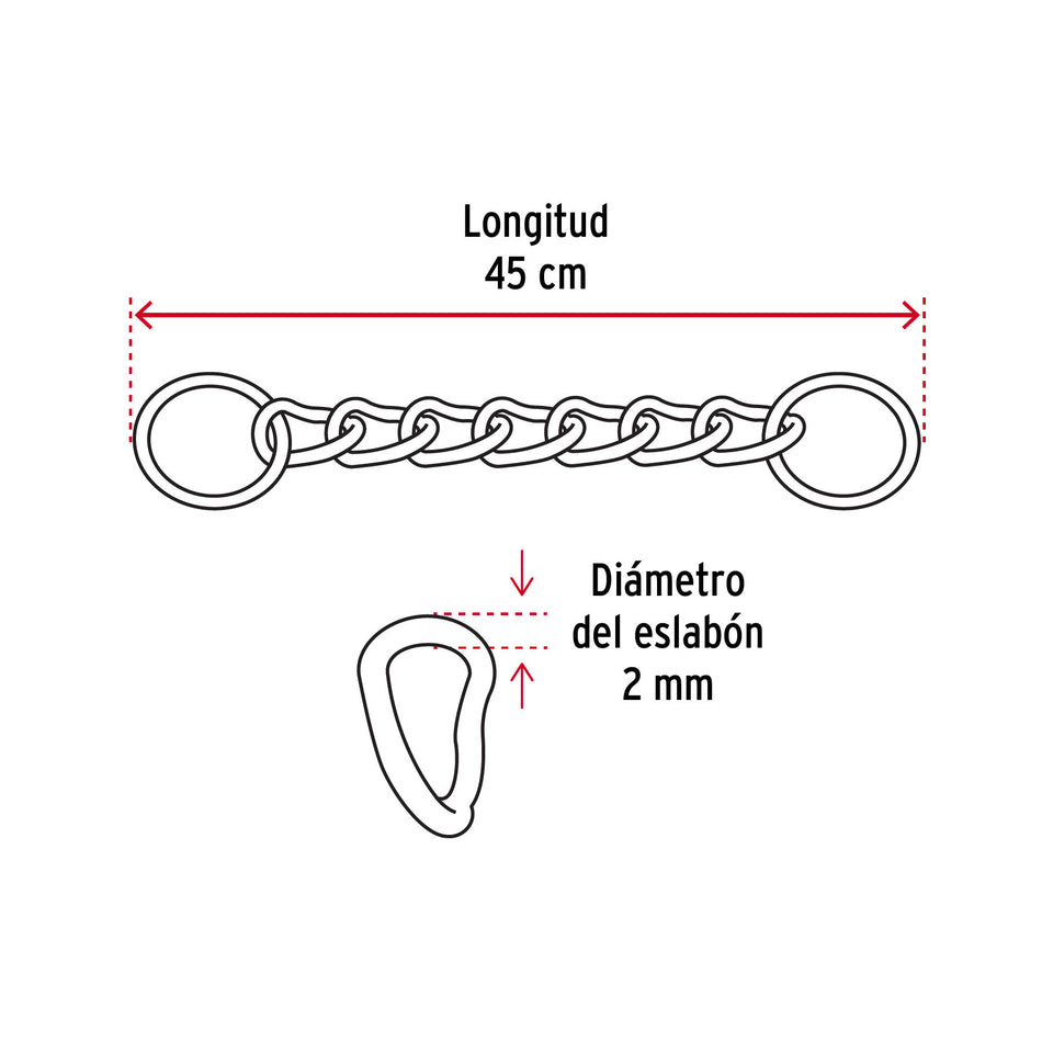 Collar de entrenamiento para perro, 45 cm, eslabón 2 mm 45 cm, 2 mm