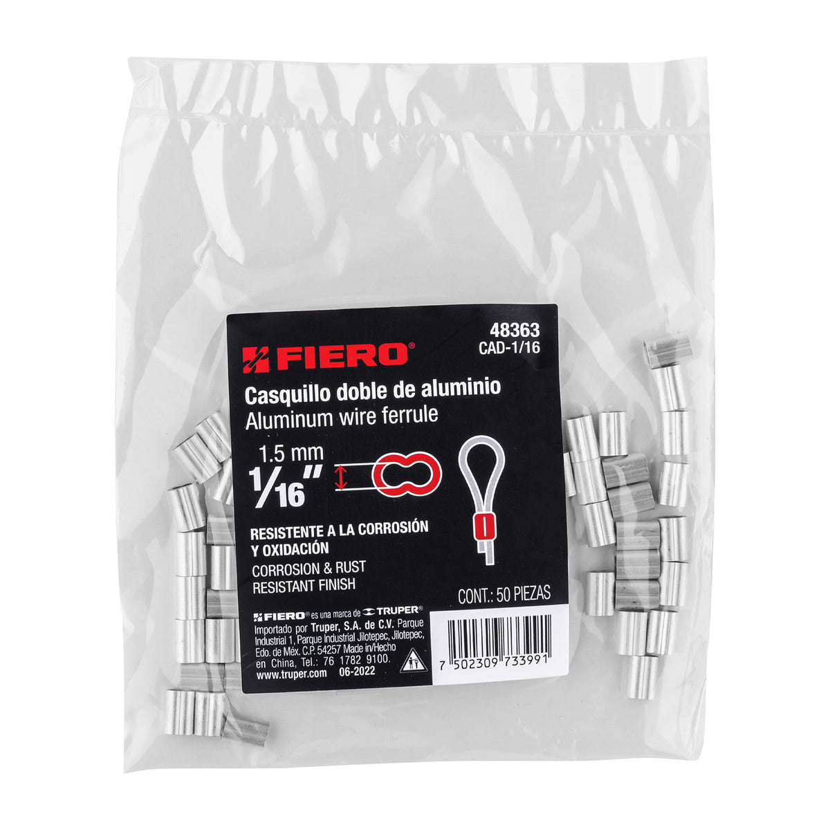 Bolsacasquillos dobles de aluminio FIERO 1/16"