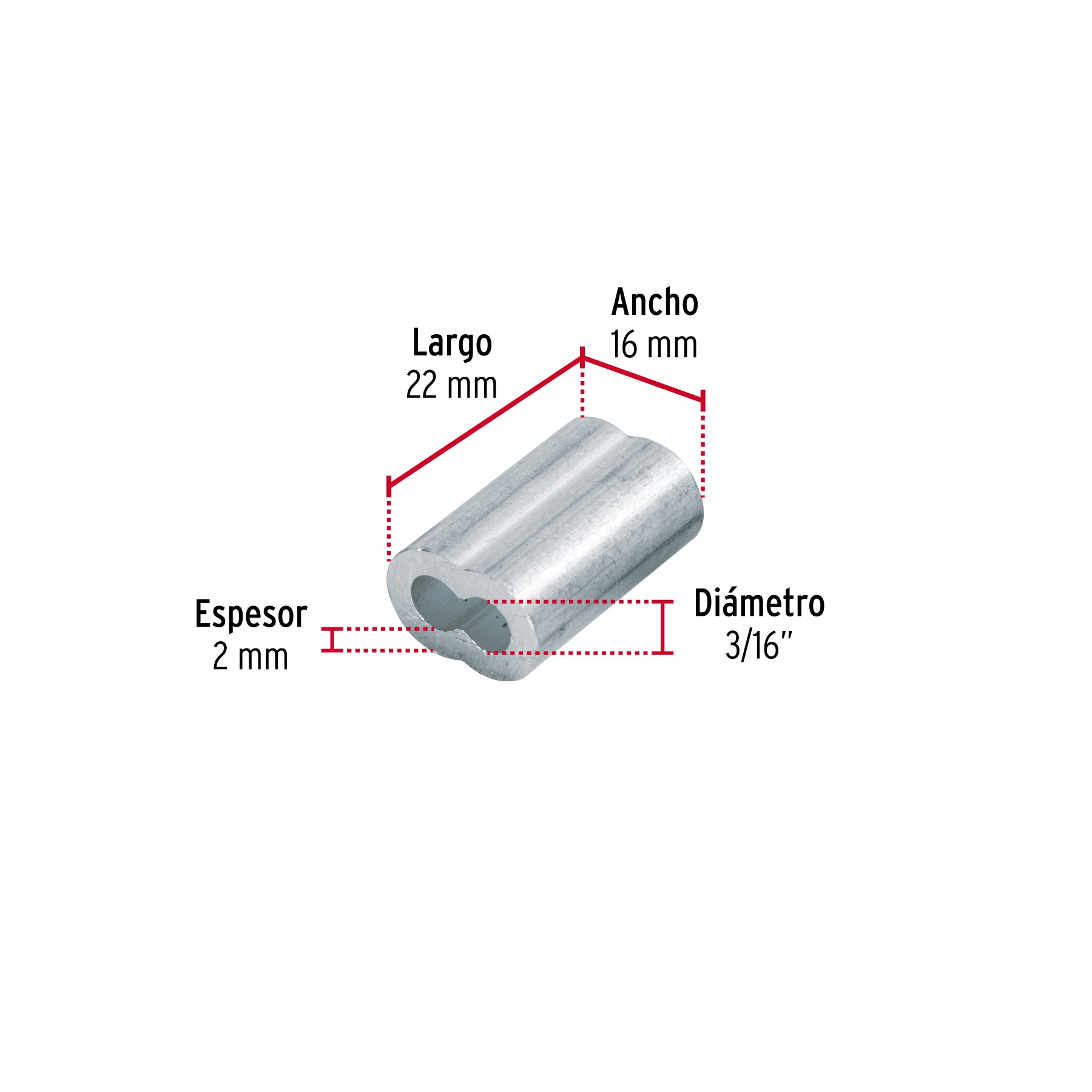Bolsacasquillos dobles de aluminio FIERO 3/16"