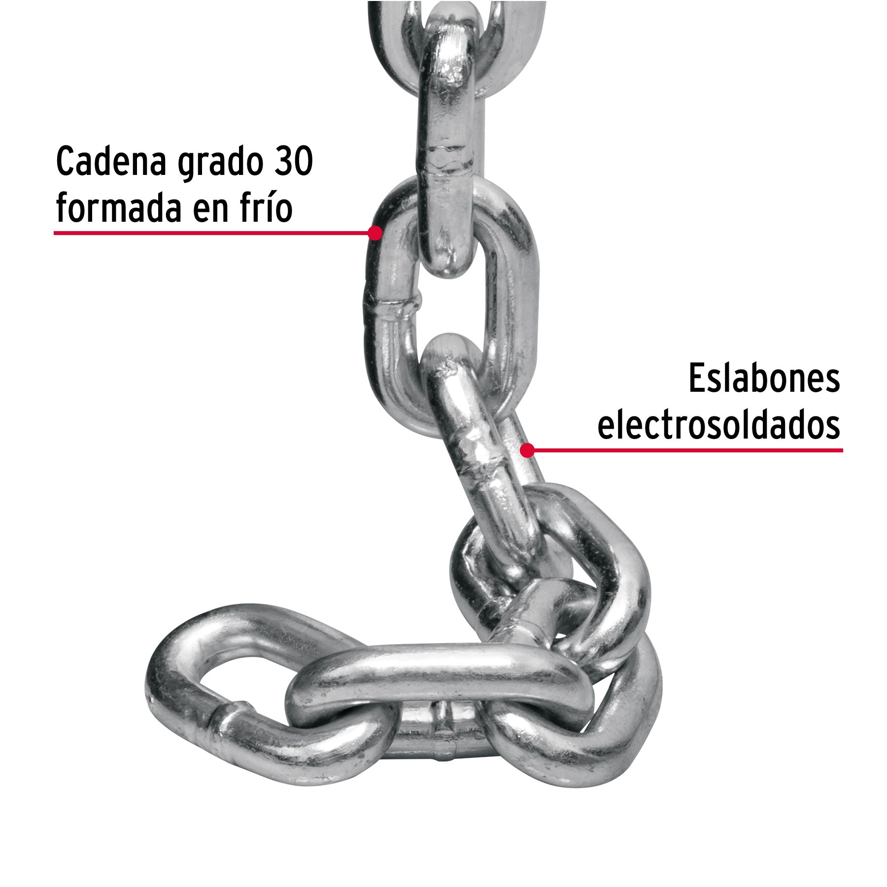 Metro de cadena galvanizada de 1/2', 5 m en cubeta, FIERO