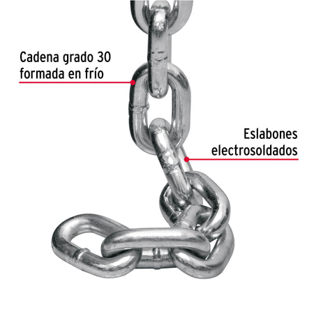 Metro de cadena galvanizada de 1/2', 5 m en cubeta, FIERO