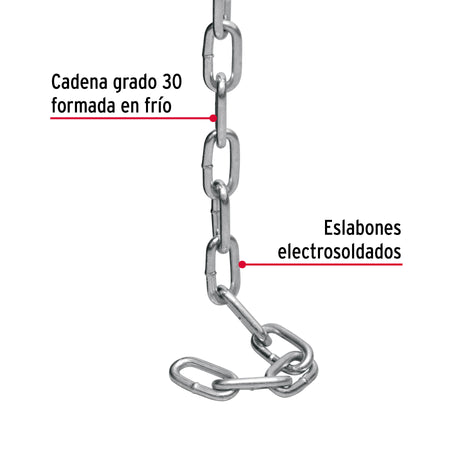 Metro de cadena galvanizada de 3/16', 65 m en cubeta, FIERO