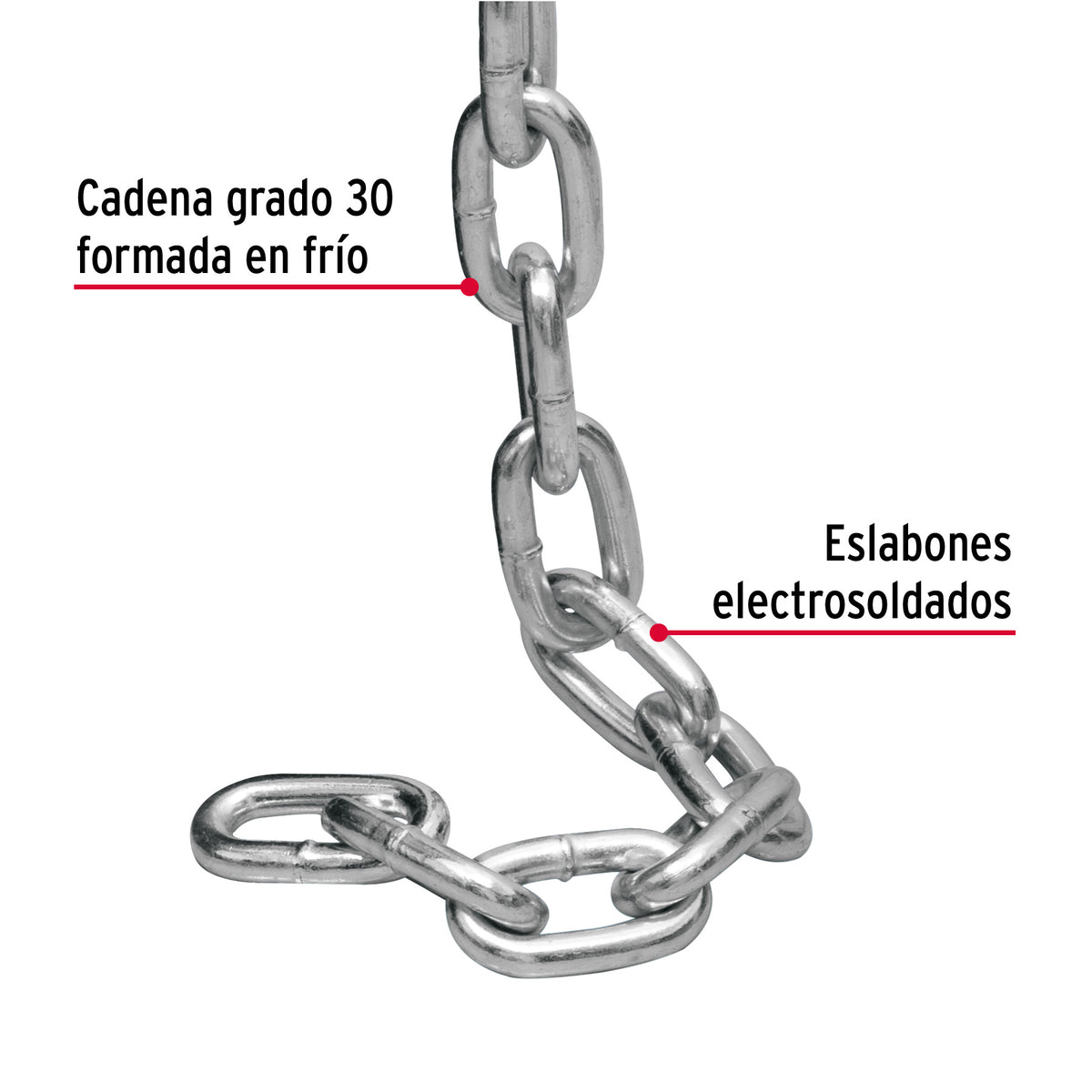 Metro de cadena galvanizada de 5/16', 20 m en cubeta, FIERO