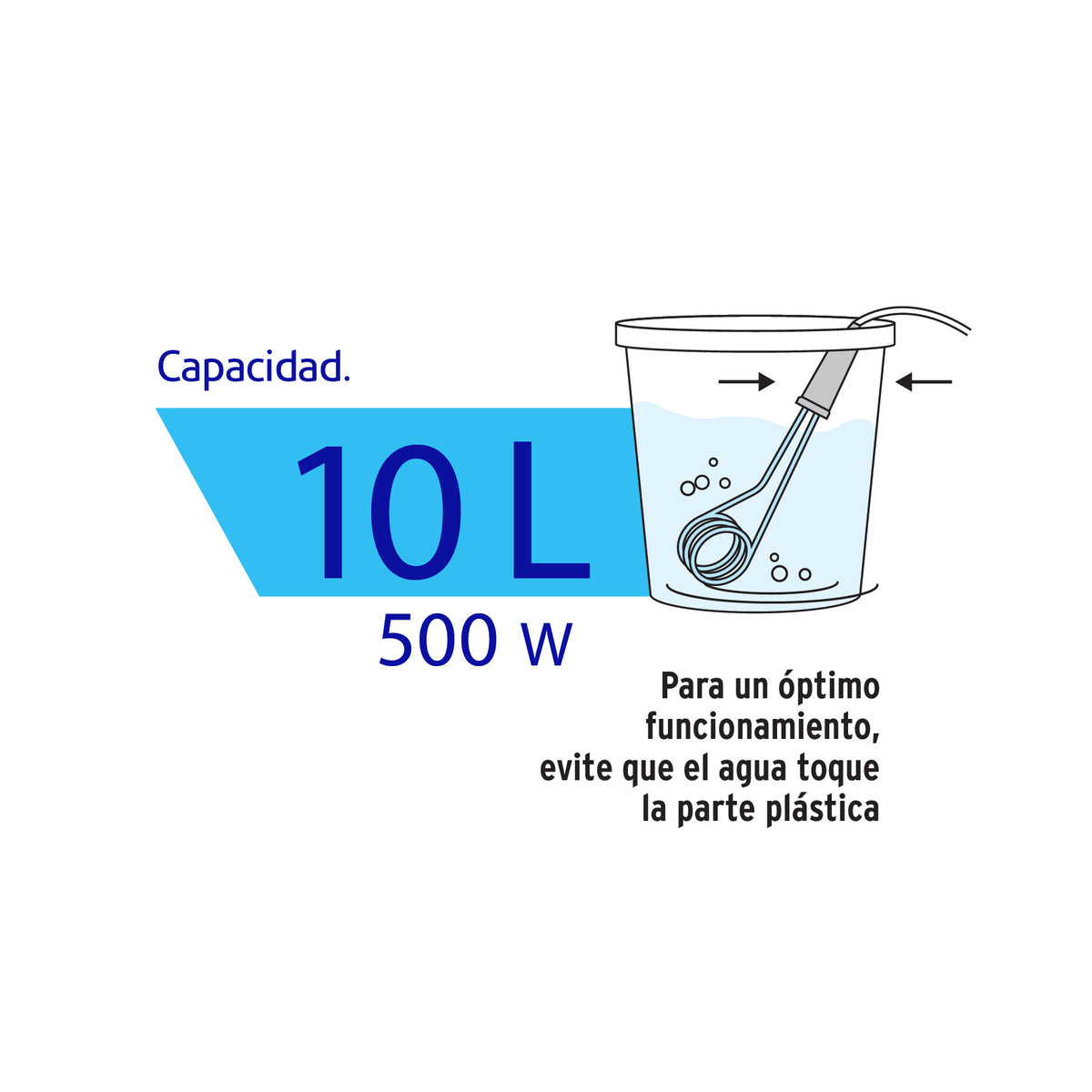 Calentador de inmersion p/agua #2 de 10 L 500 W Volteck