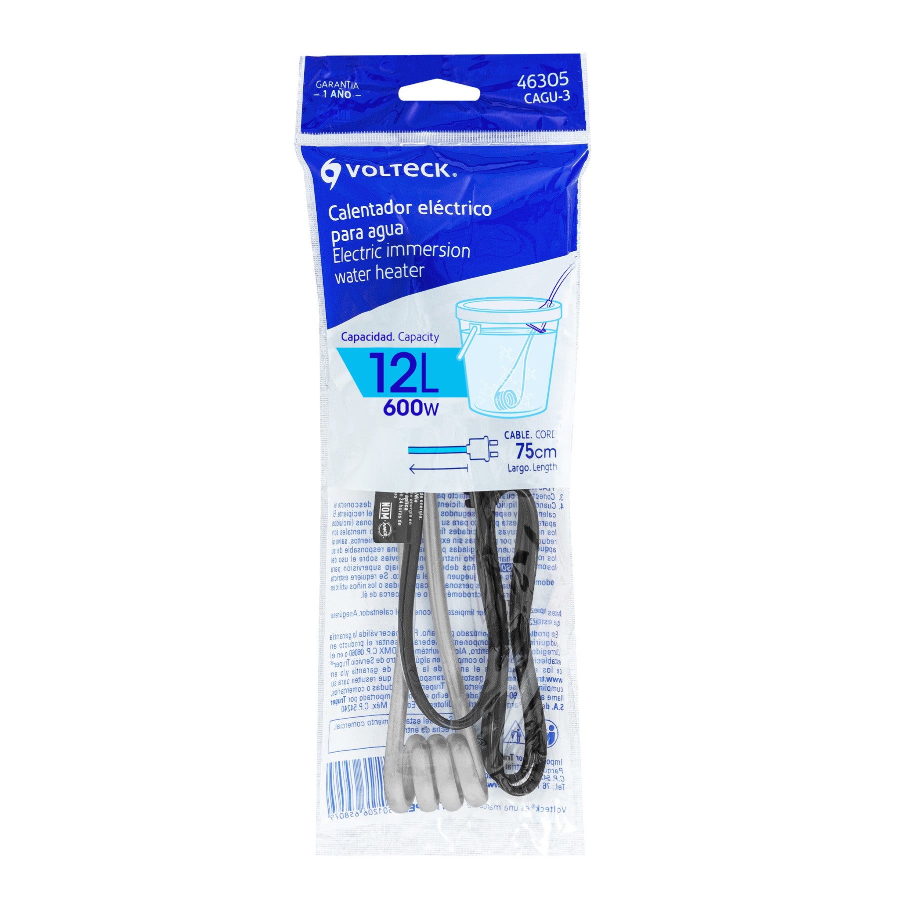 Calentador de inmersion p/agua #3 de 12 L 600 W Volteck