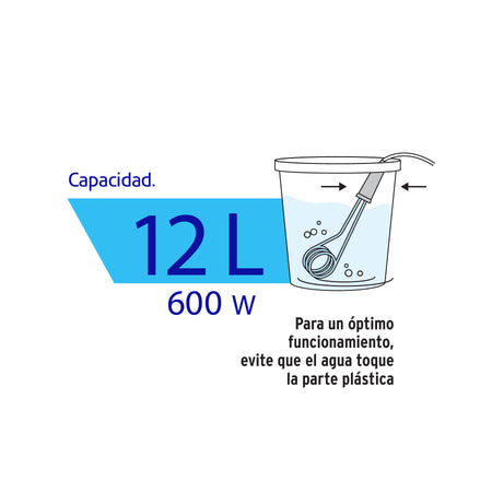 Calentador de inmersion p/agua #3 de 12 L 600 W Volteck