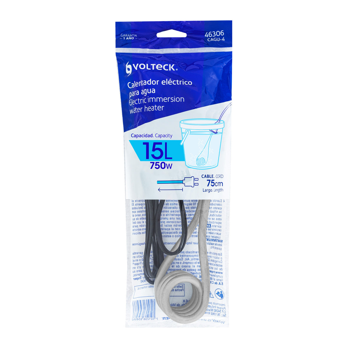 Calentador de inmersion p/agua #4 de 15 L 750 W Volteck