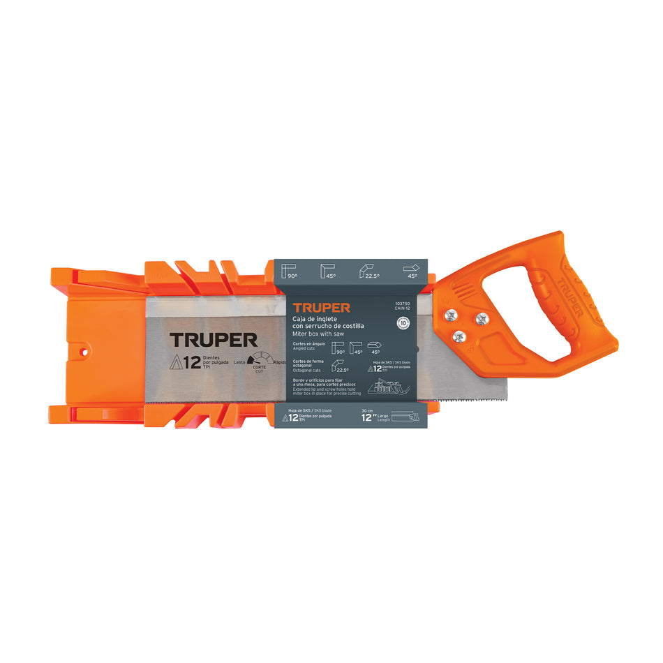 Caja de inglete con serrucho de costilla 12" TRUPER