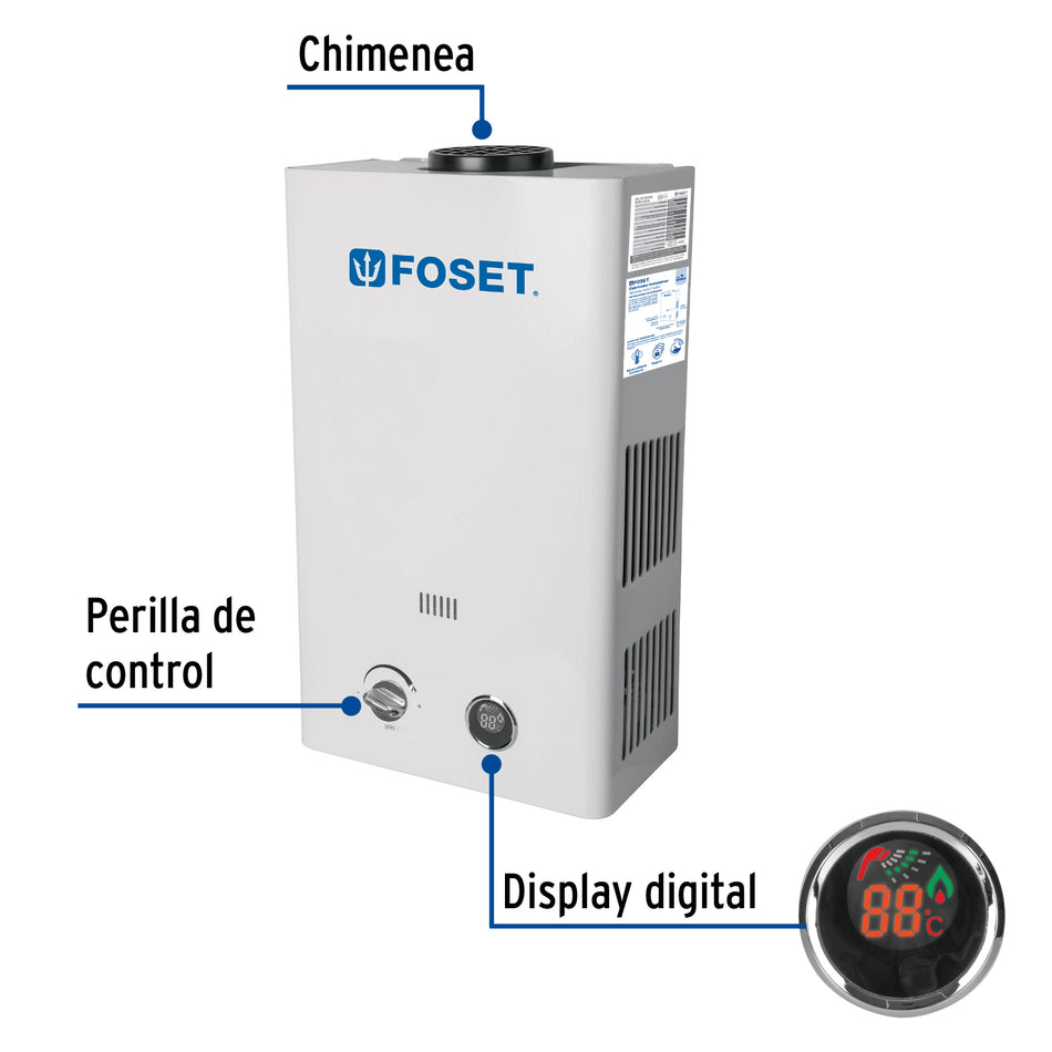 Calentador instantaneo 11L 2 servicios gas natural FOSET