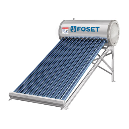 Calentador solar de agua, 12 tubos, 150L, 4 personas, FOSET