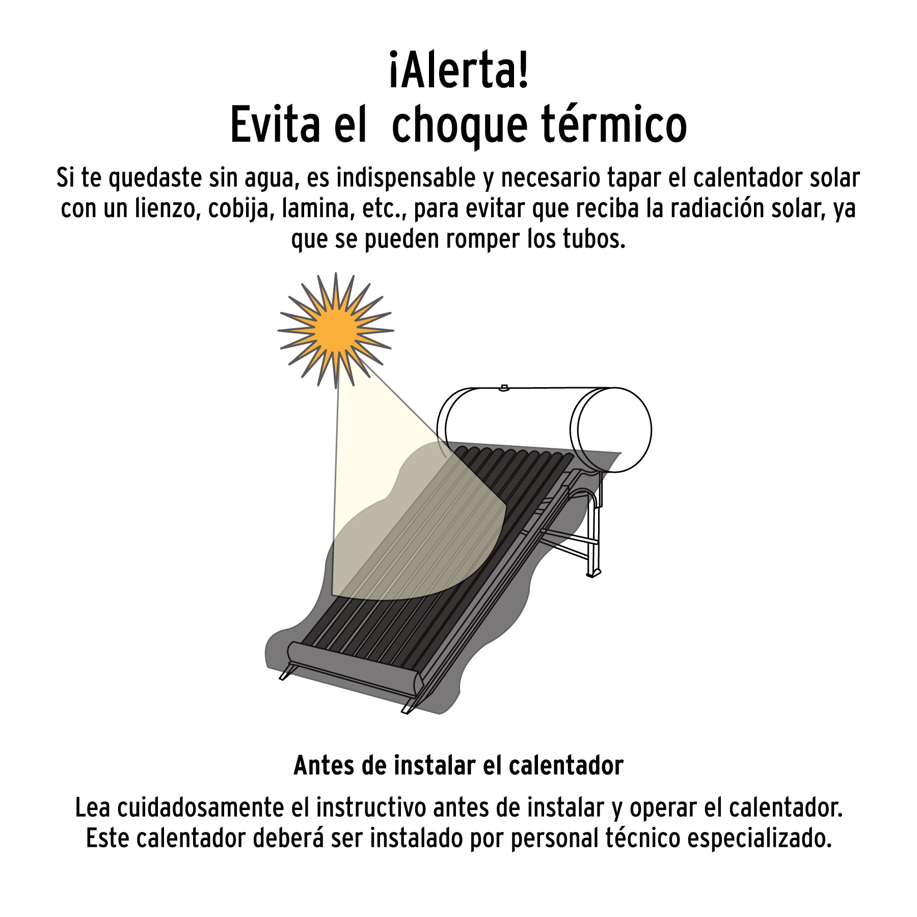 Calentador solar de agua, 12 tubos, 150L, 4 personas, FOSET