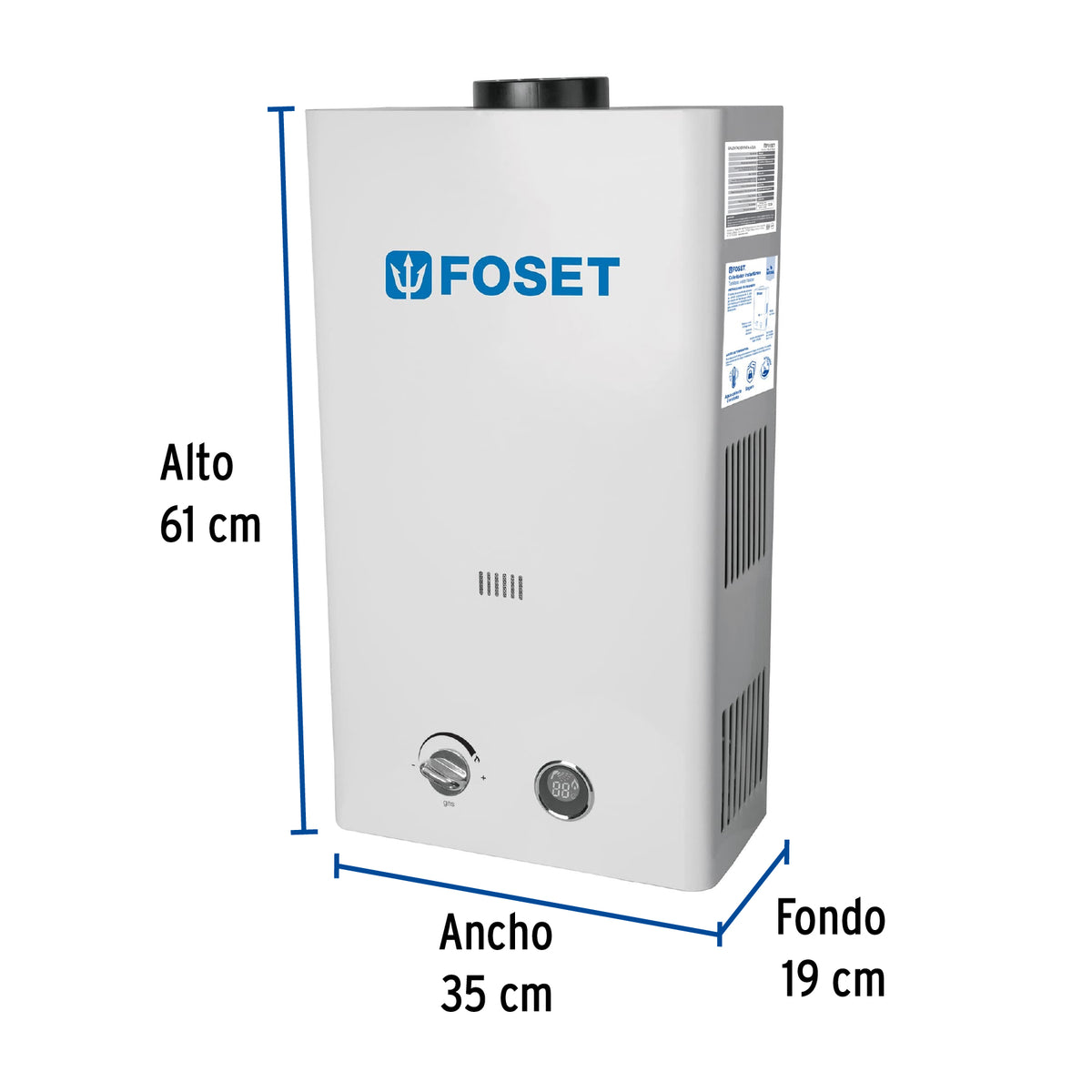 Calentador instantáneo, 13L, 3 servicios, gas natural, FOSET