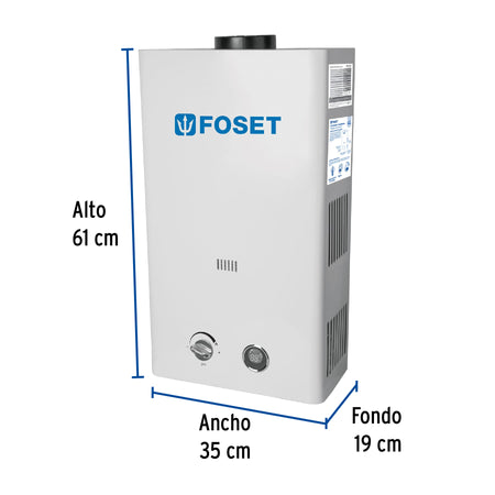Calentador instantáneo, 13L, 3 servicios, gas natural, FOSET