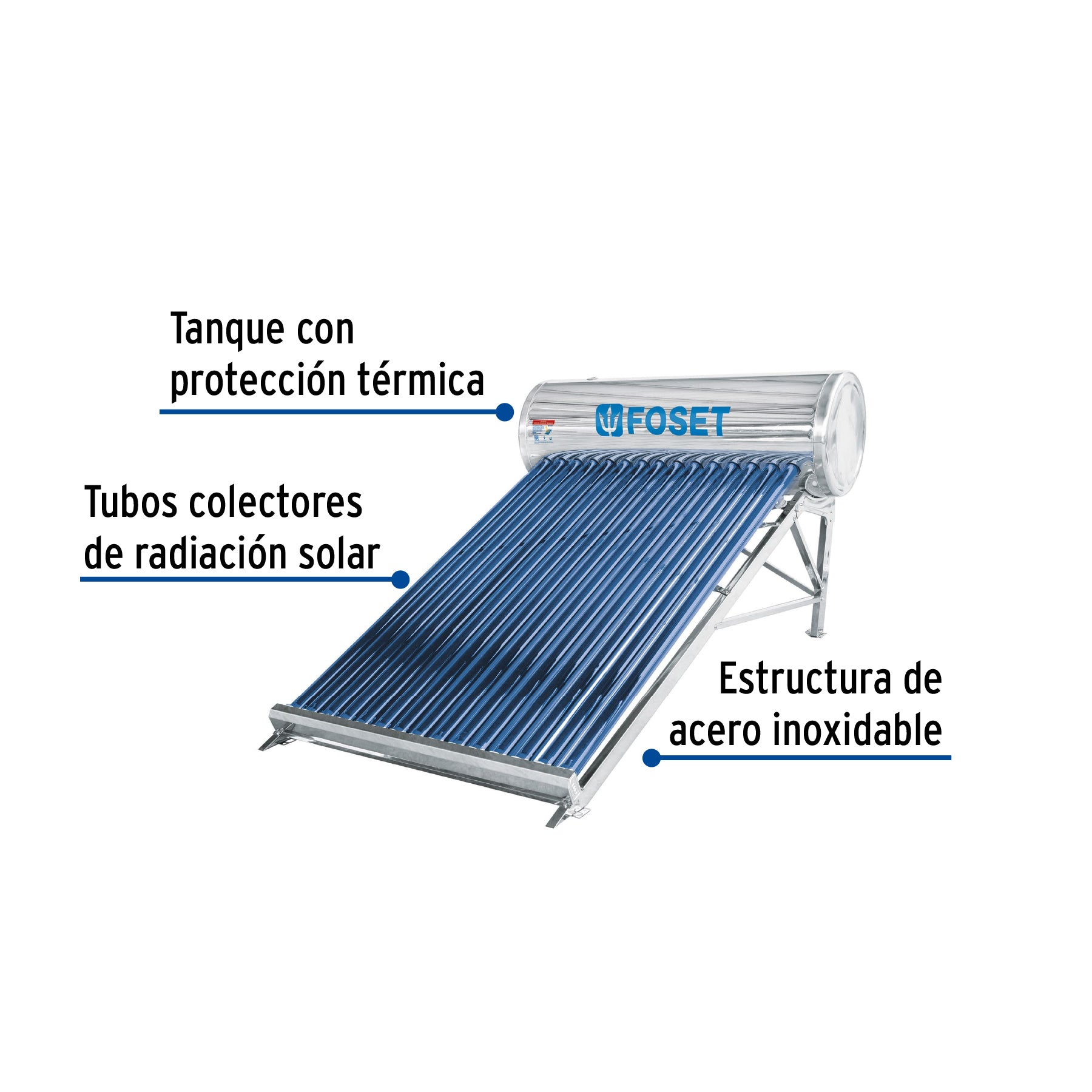Calentador solar, 15 tubos, 195L, 5 per