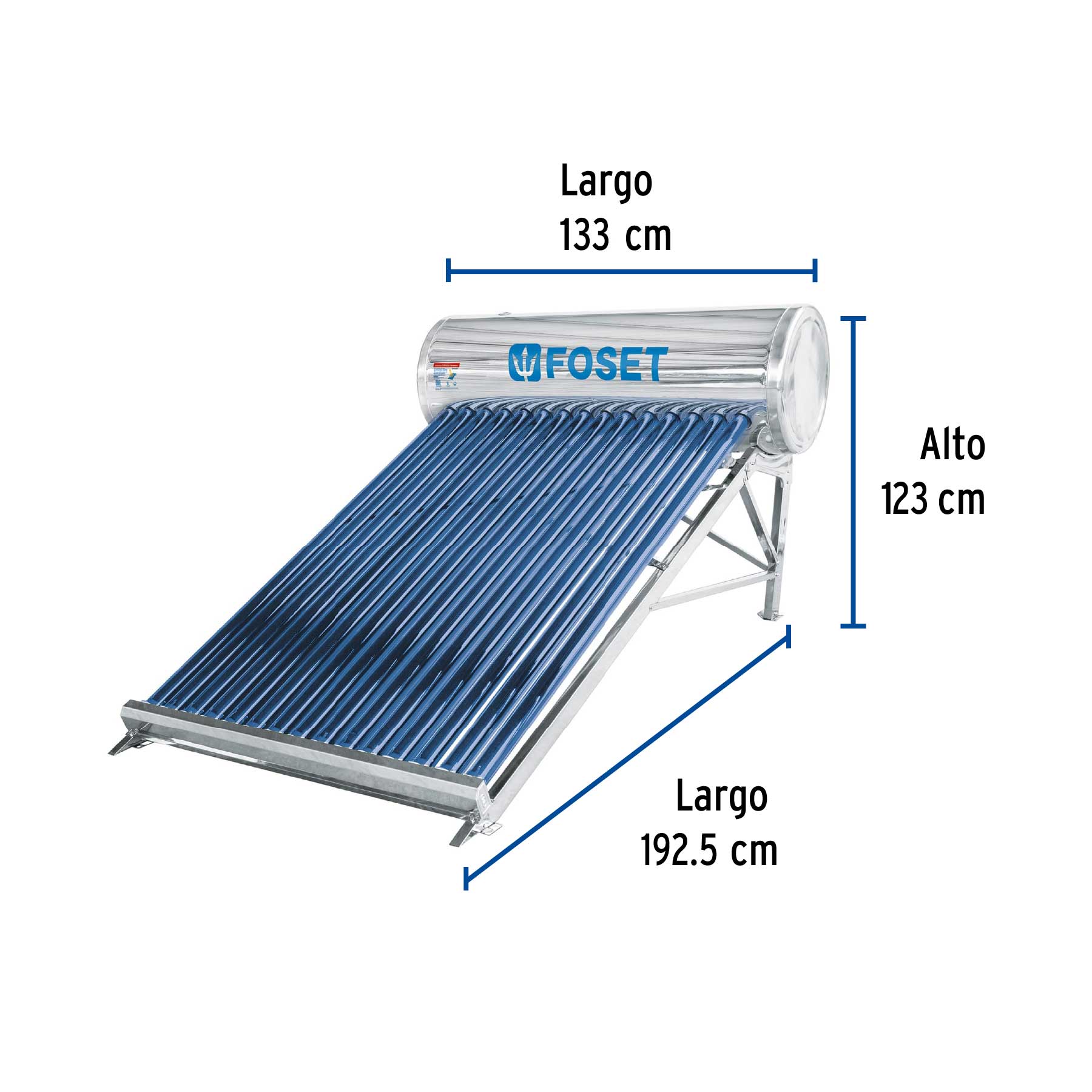 Calentador solar, 15 tubos, 195L, 5 per