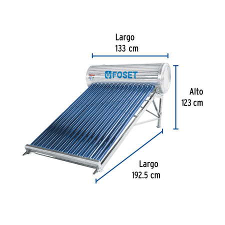 Calentador solar, 15 tubos, 195L, 5 per