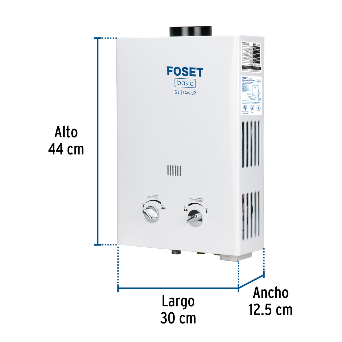 Calentador instantáneo, 5L, 1 servicio, gas LP, FOSET BASIC