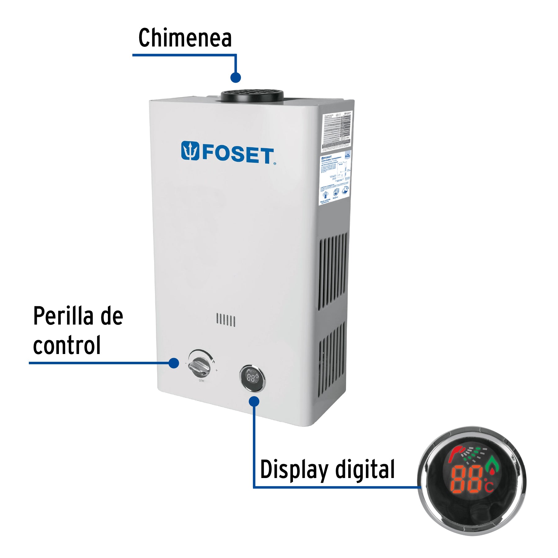 Calentador instantaneo 6L 1 servicio gas natural FOSET